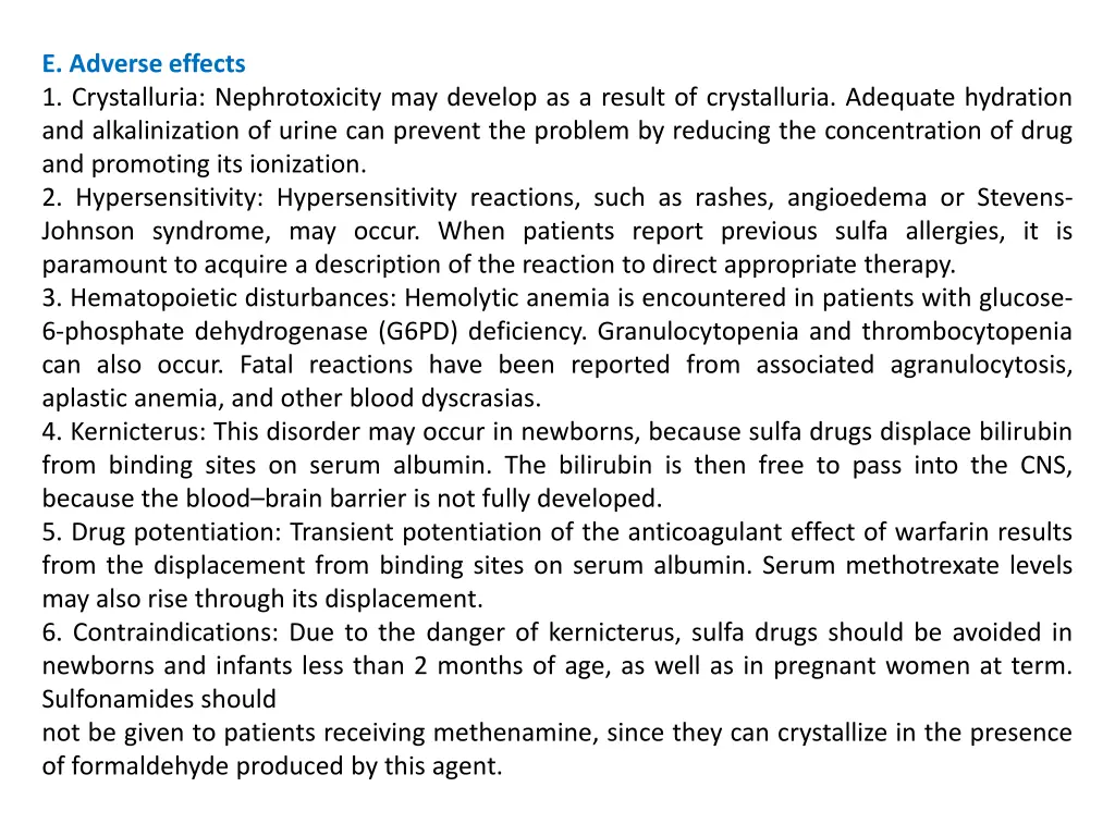 e adverse effects 1 crystalluria nephrotoxicity