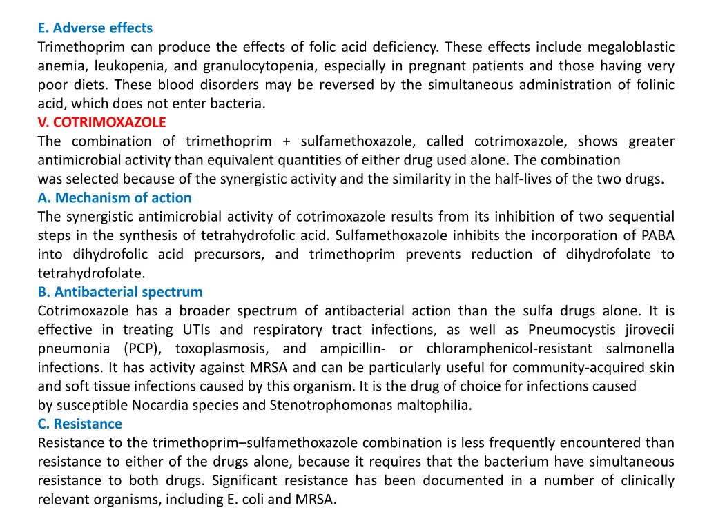 e adverse effects trimethoprim can produce