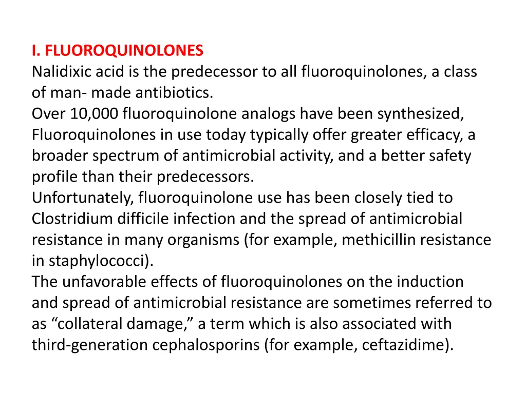 i fluoroquinolones nalidixic acid