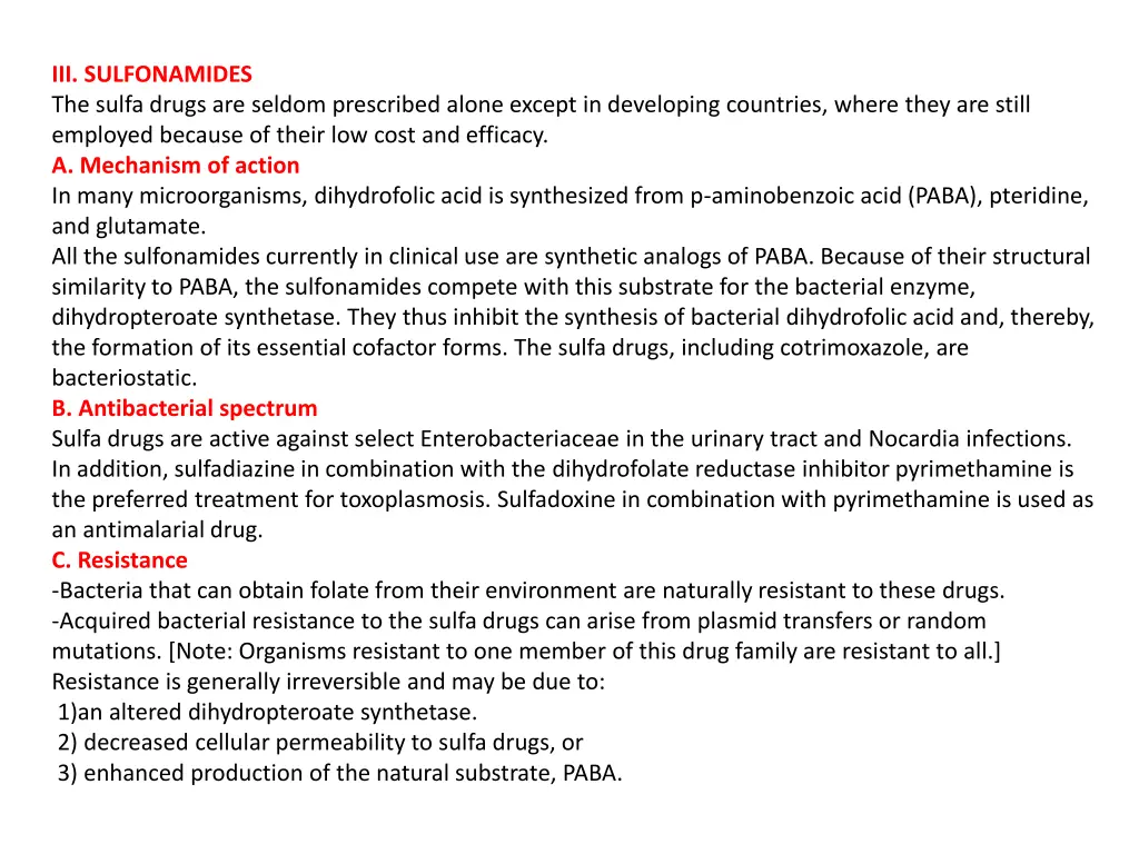 iii sulfonamides the sulfa drugs are seldom