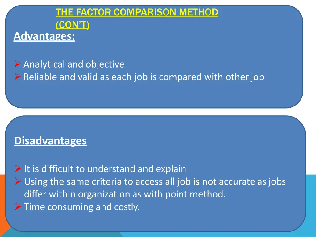 the factor comparison method con t