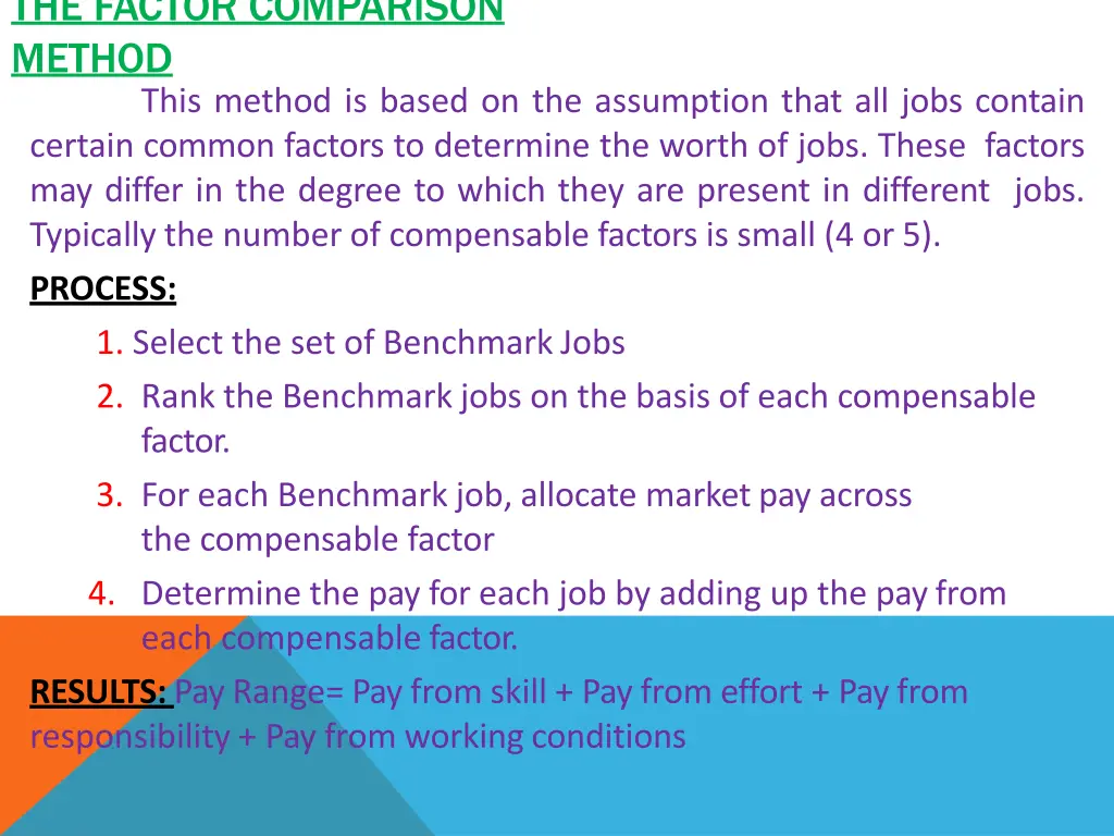 the factor comparison method this method is based