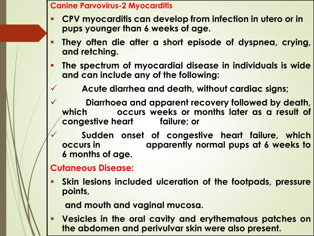 canine parvovirus 2 myocarditis cpv myocarditis