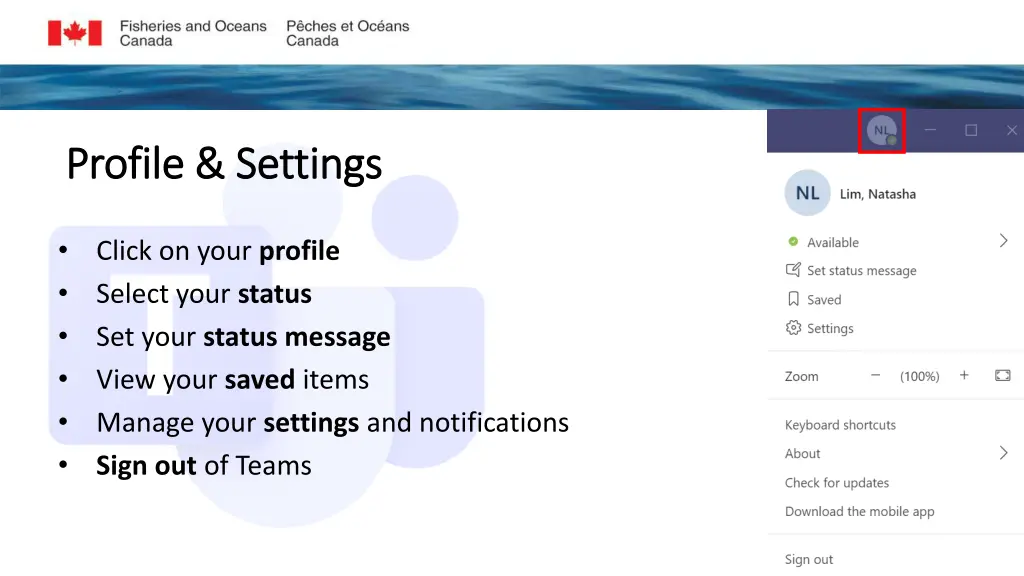 profile settings profile settings