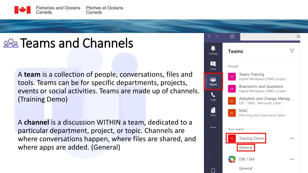 teams and channels teams and channels