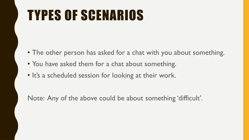 types of scenarios