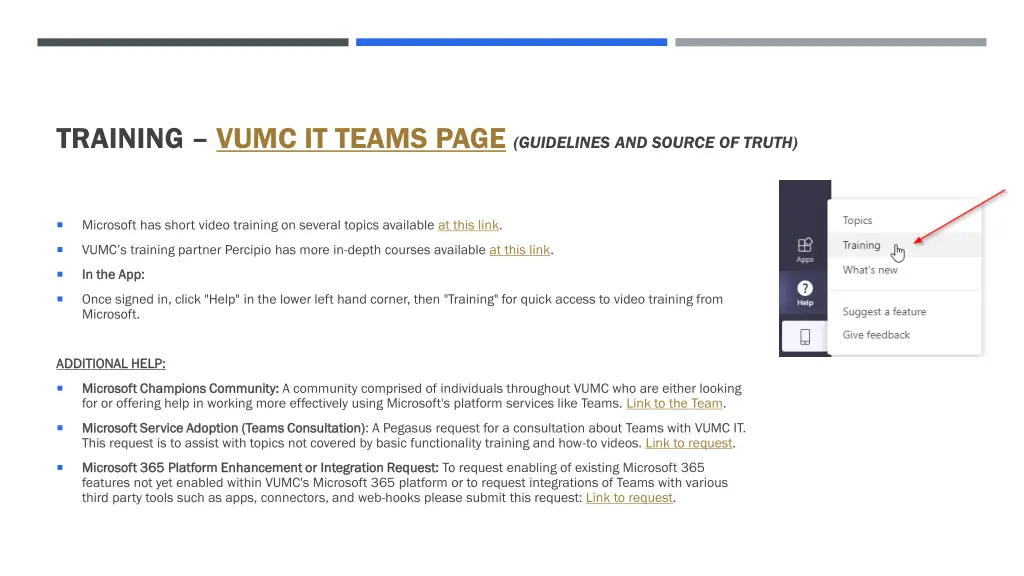 training vumc it teams page guidelines and source