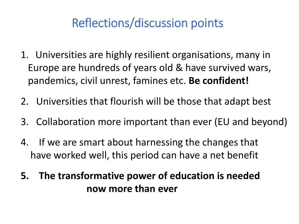 reflections discussion points reflections