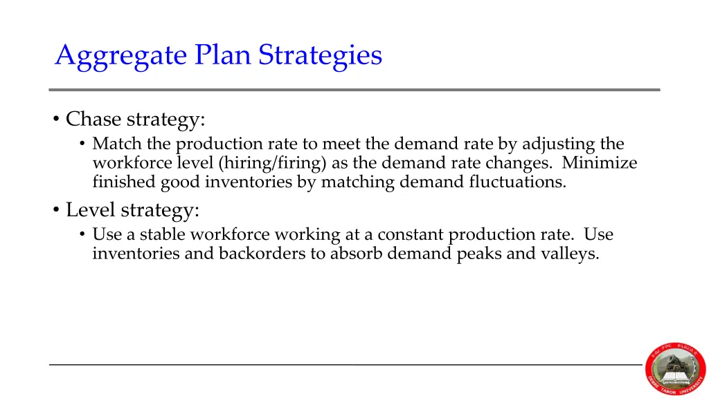 aggregate plan strategies