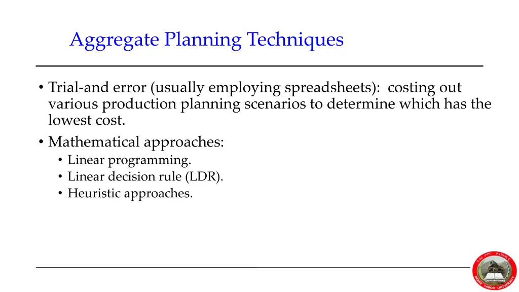 aggregate planning techniques