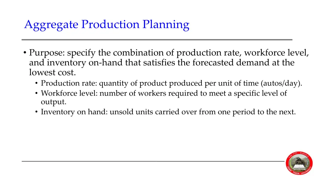 aggregate production planning