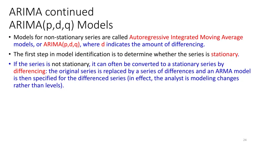 arima continued arima p d q models models