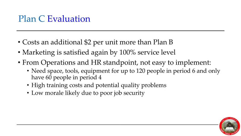 plan c evaluation