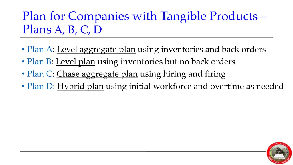 plan for companies with tangible products plans