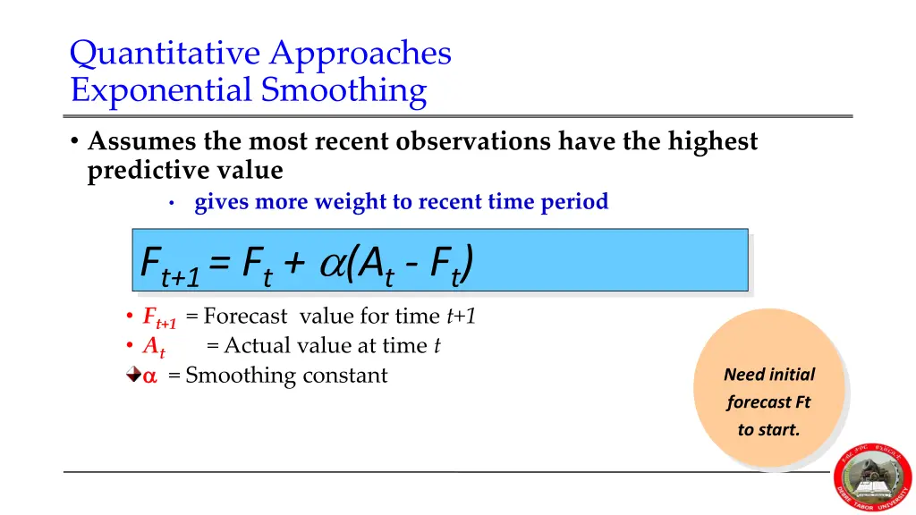 quantitative approaches exponential smoothing