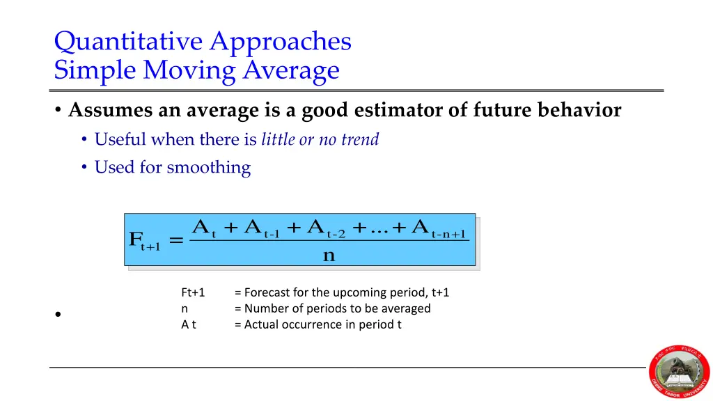 quantitative approaches simple moving average