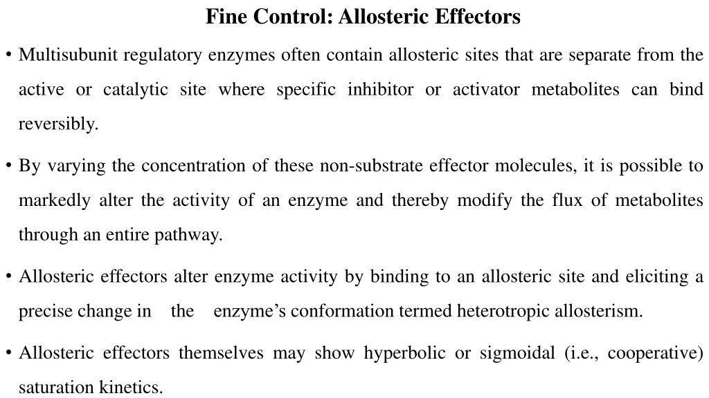 fine control allosteric effectors