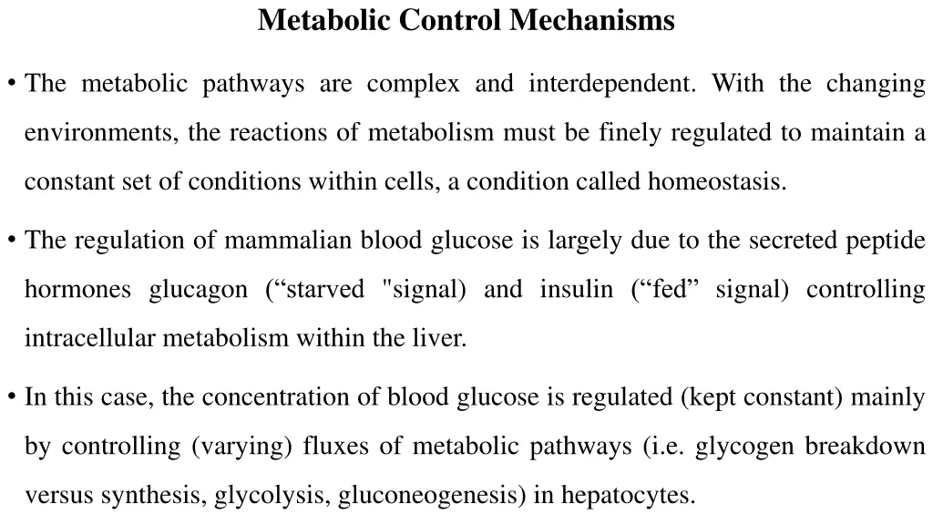 metabolic control mechanisms