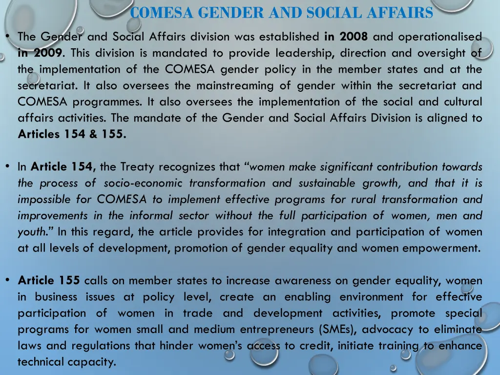 comesa gender and social affairs