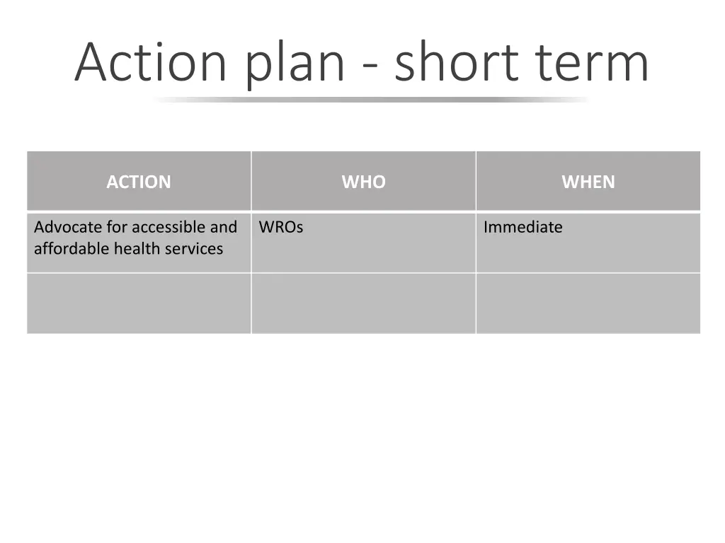 action plan short term 1