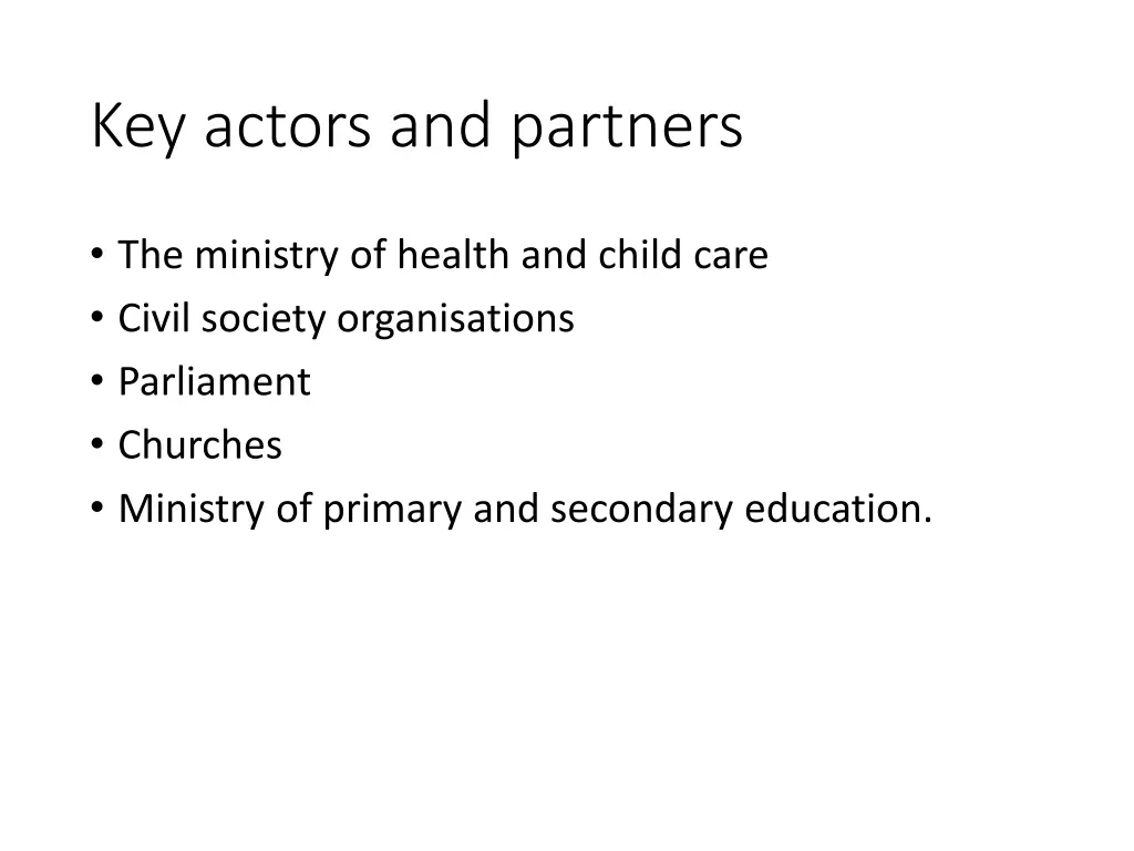 key actors and partners