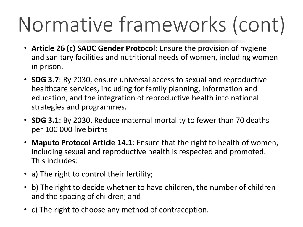 normative frameworks cont