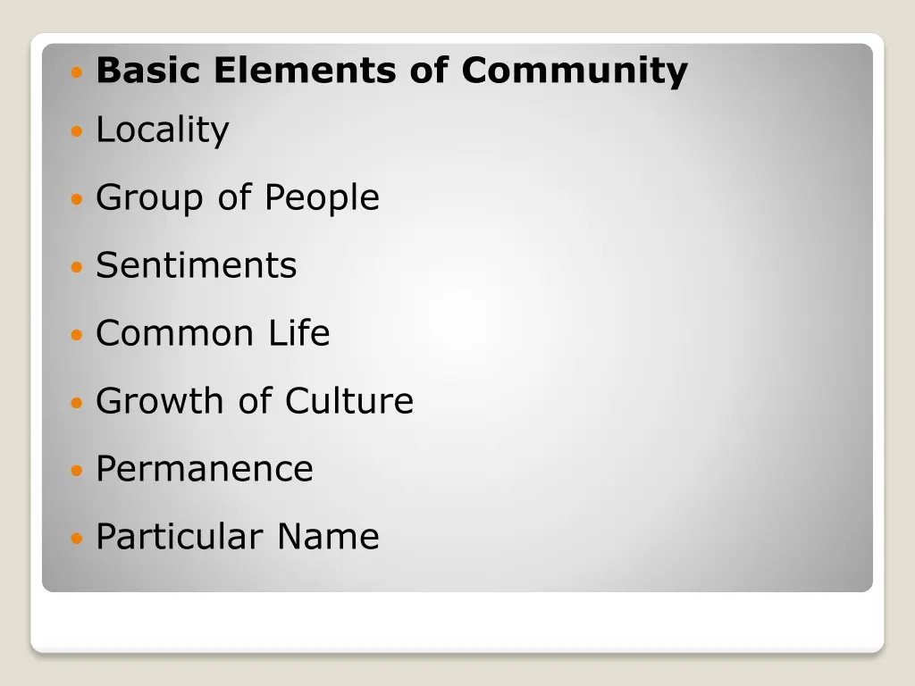 basic elements of community