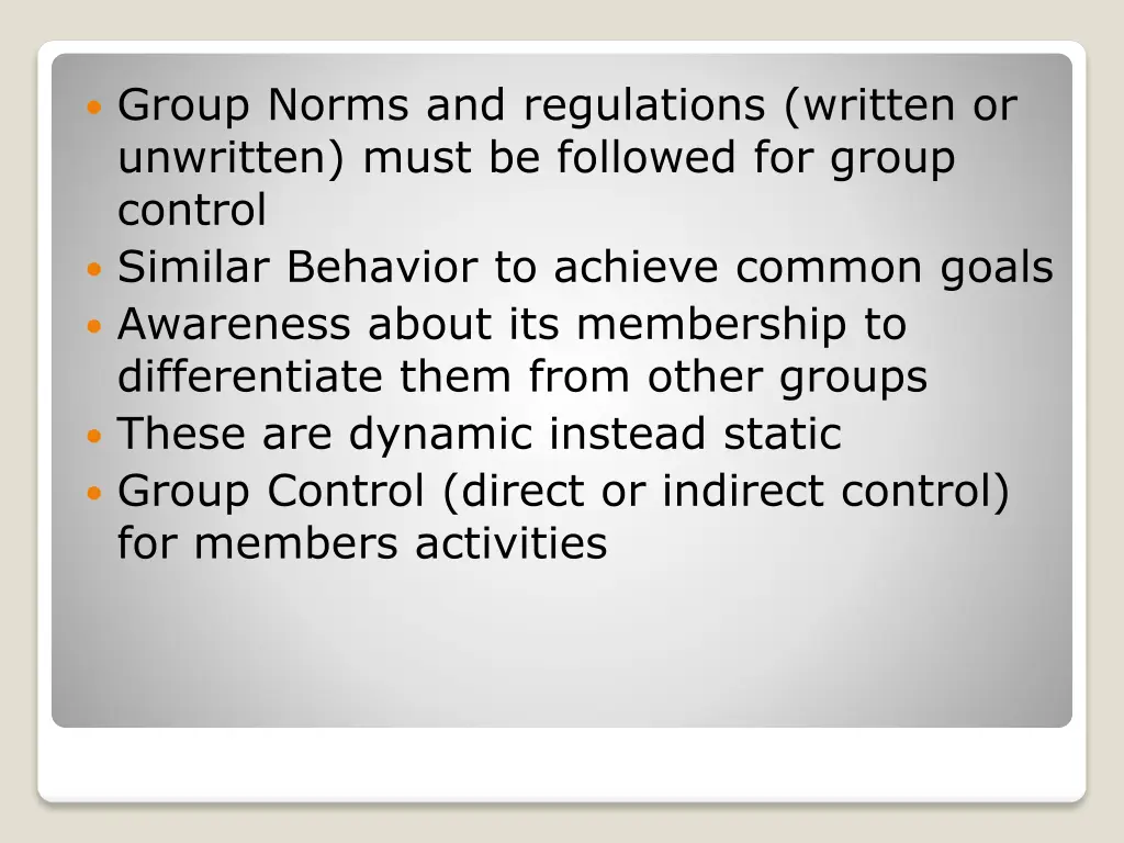 group norms and regulations written or unwritten