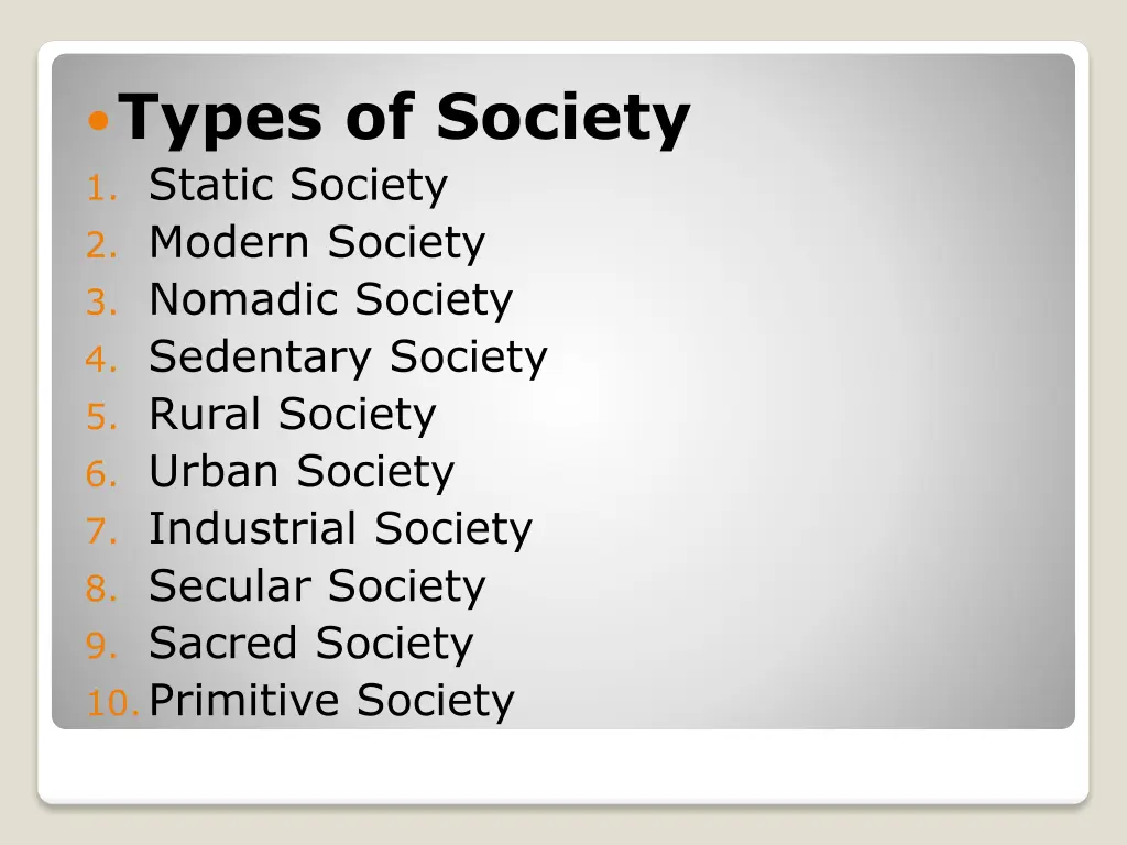 types of society 1 static society 2 modern