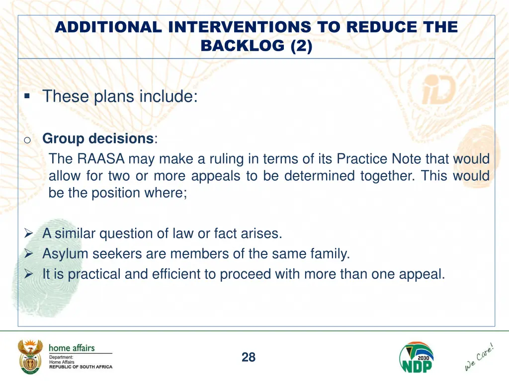 additional interventions to reduce the backlog 2