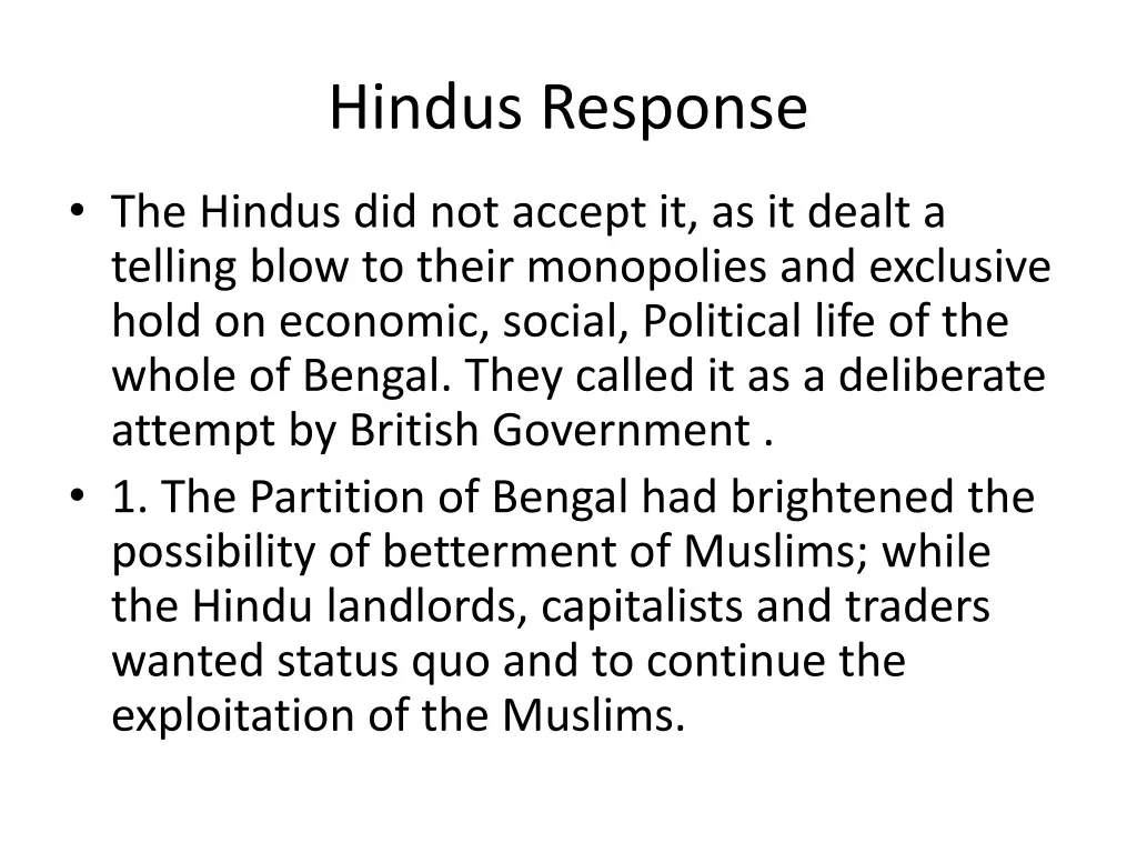 hindus response