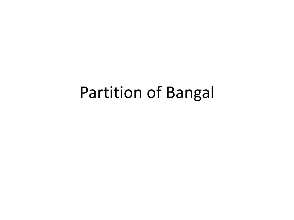 partition of bangal