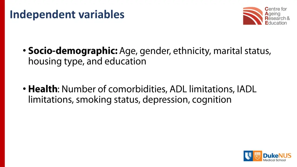 independent variables 2