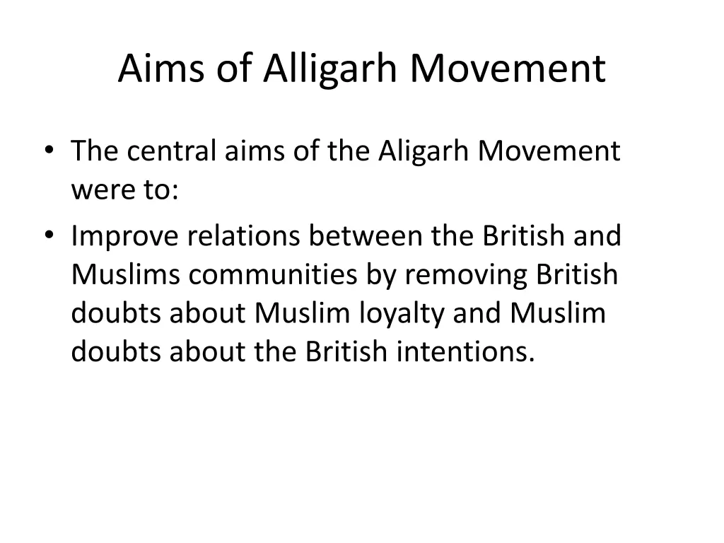 aims of alligarh movement