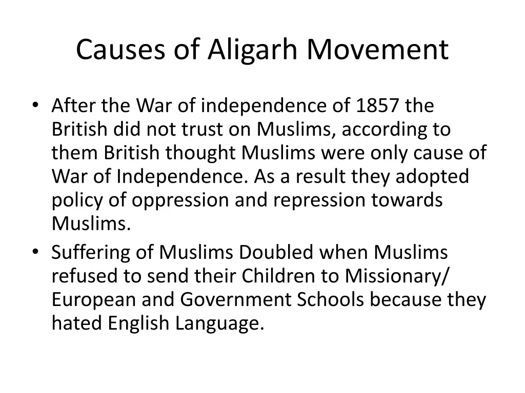 causes of aligarh movement