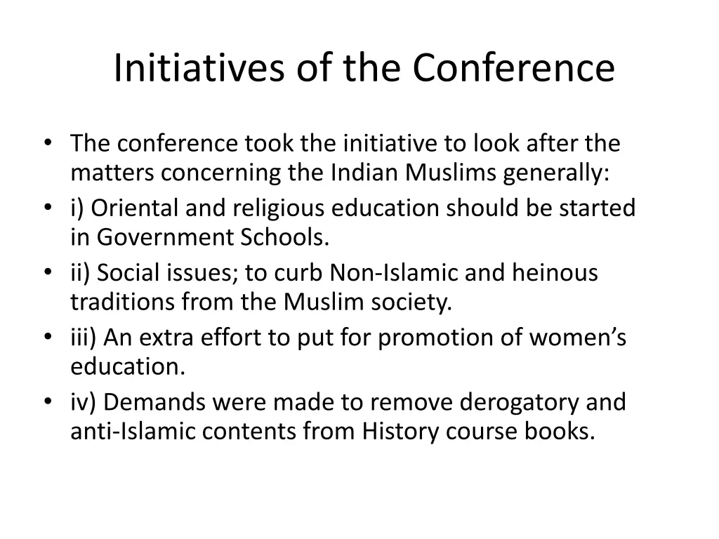 initiatives of the conference