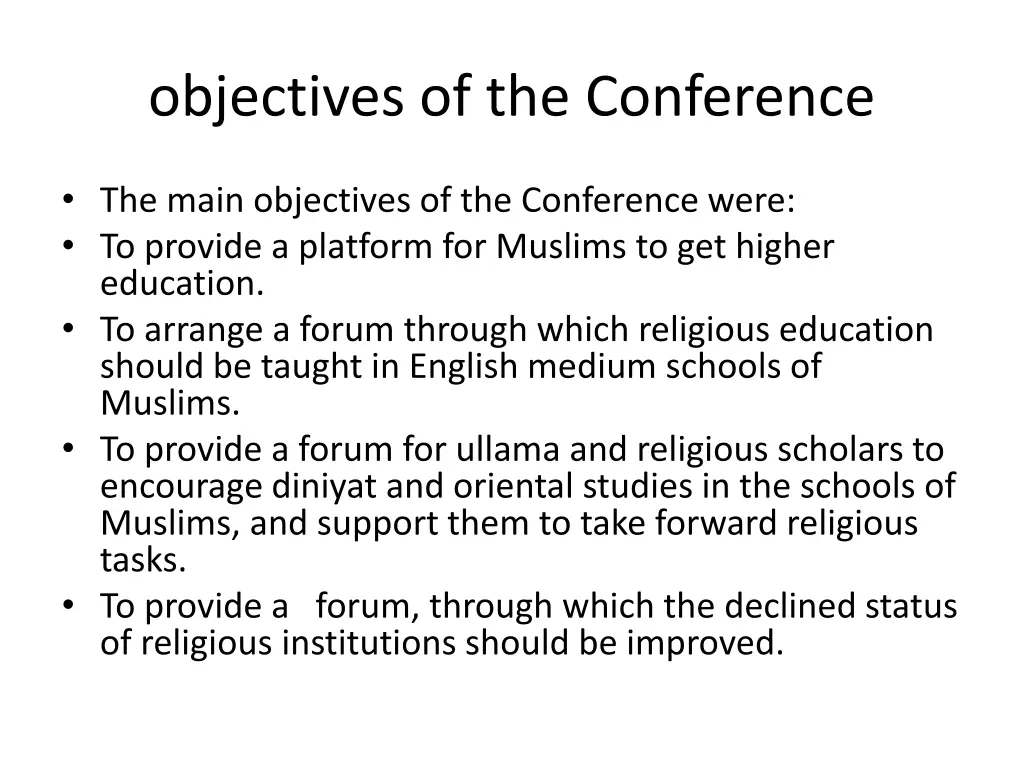 objectives of the conference