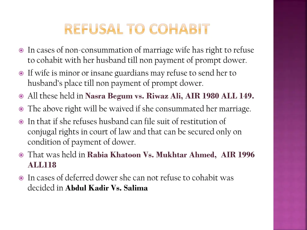 refusal to cohabit