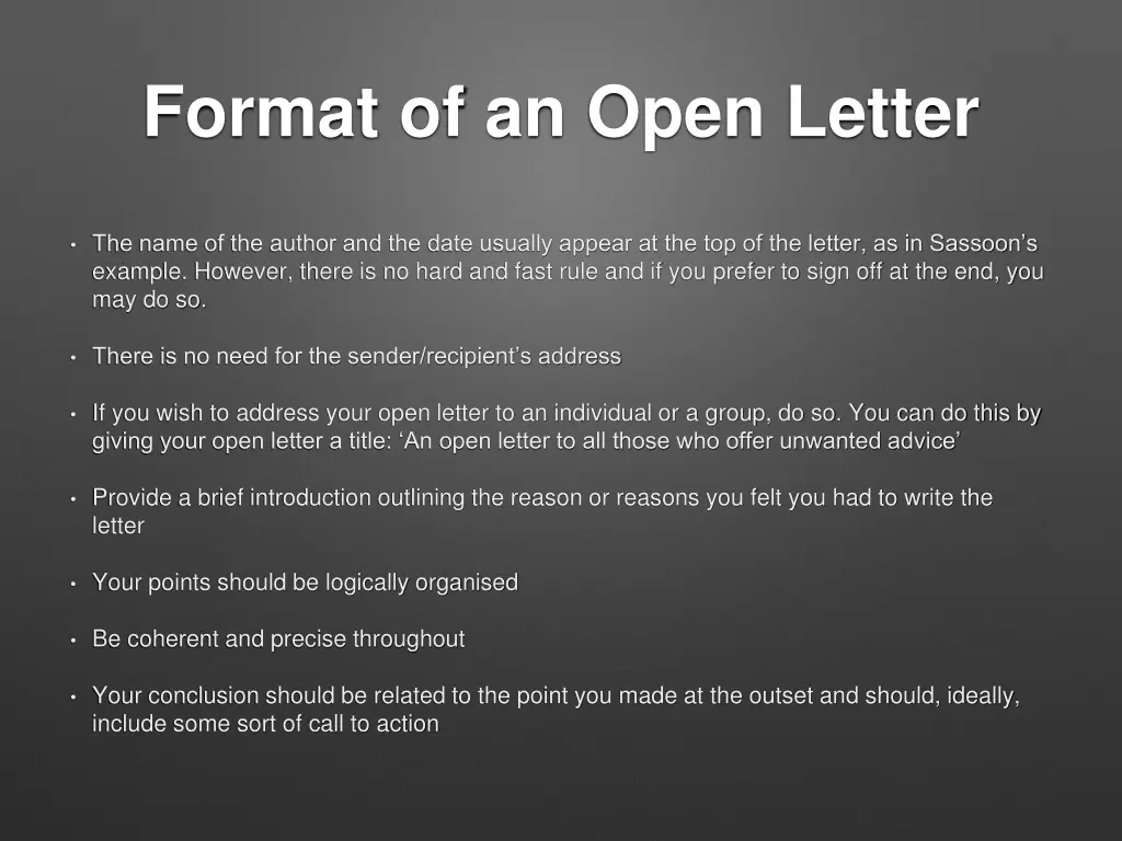 format of an open letter