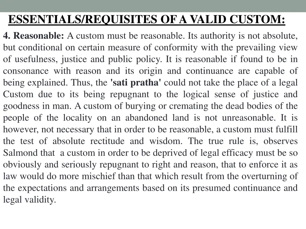 essentials requisites of a valid custom 1