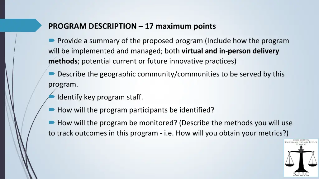 program description 17 maximum points