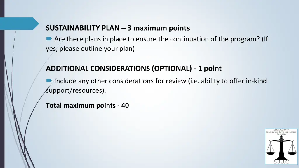 sustainability plan 3 maximum points are there