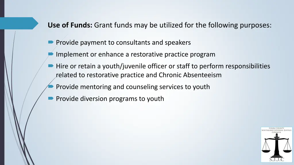 use of funds grant funds may be utilized