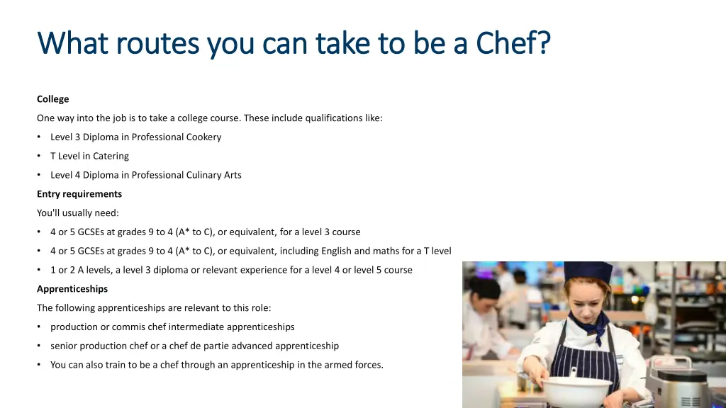 what routes you can take to be a chef what routes