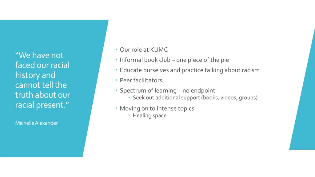 our role at kumc informal book club one piece