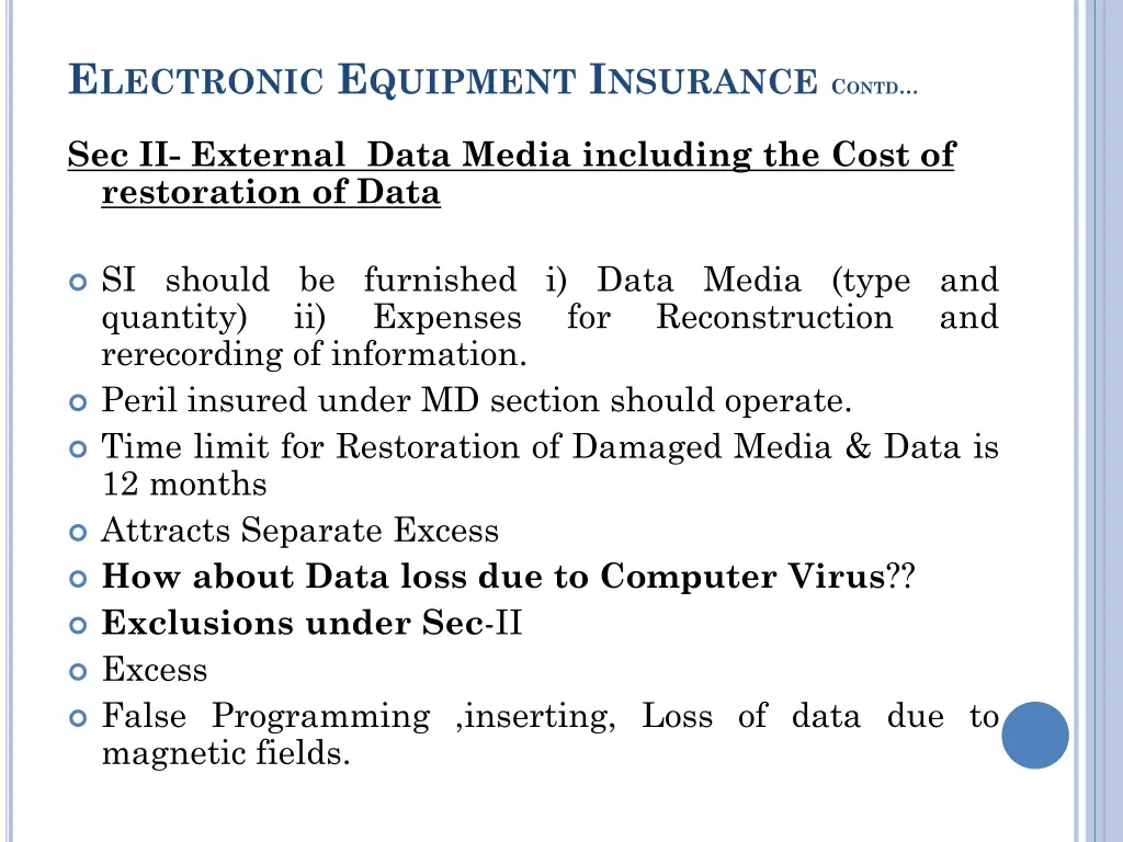 e lectronic e quipment i nsurance c ontd 1