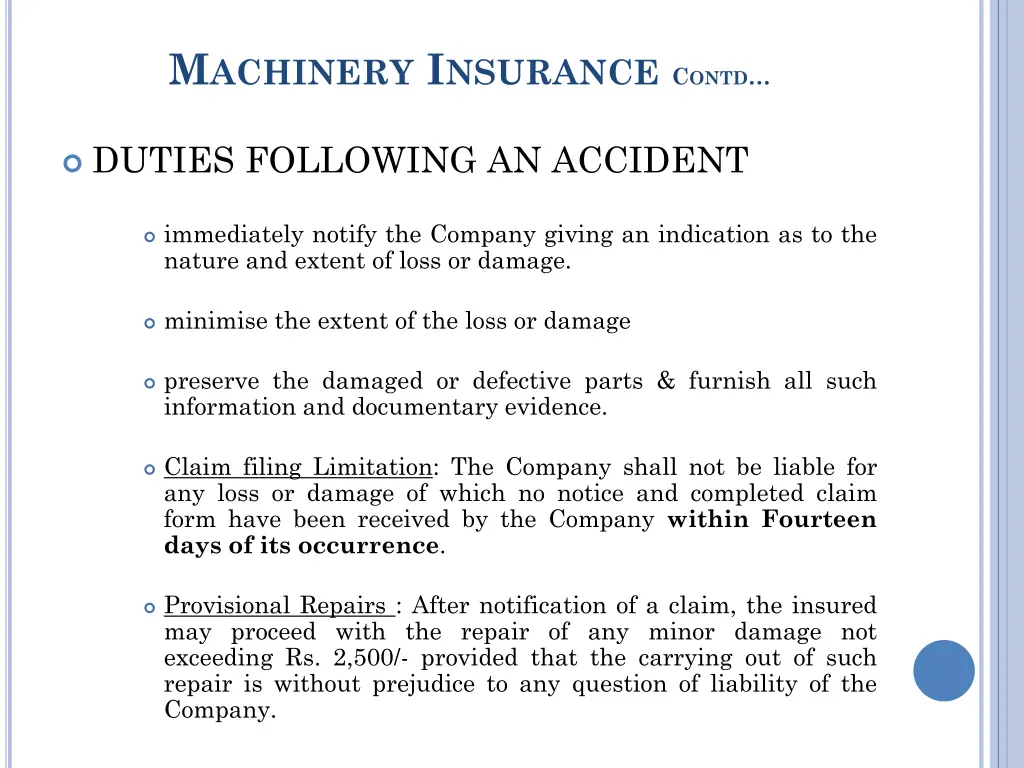 m achinery i nsurance c ontd 6