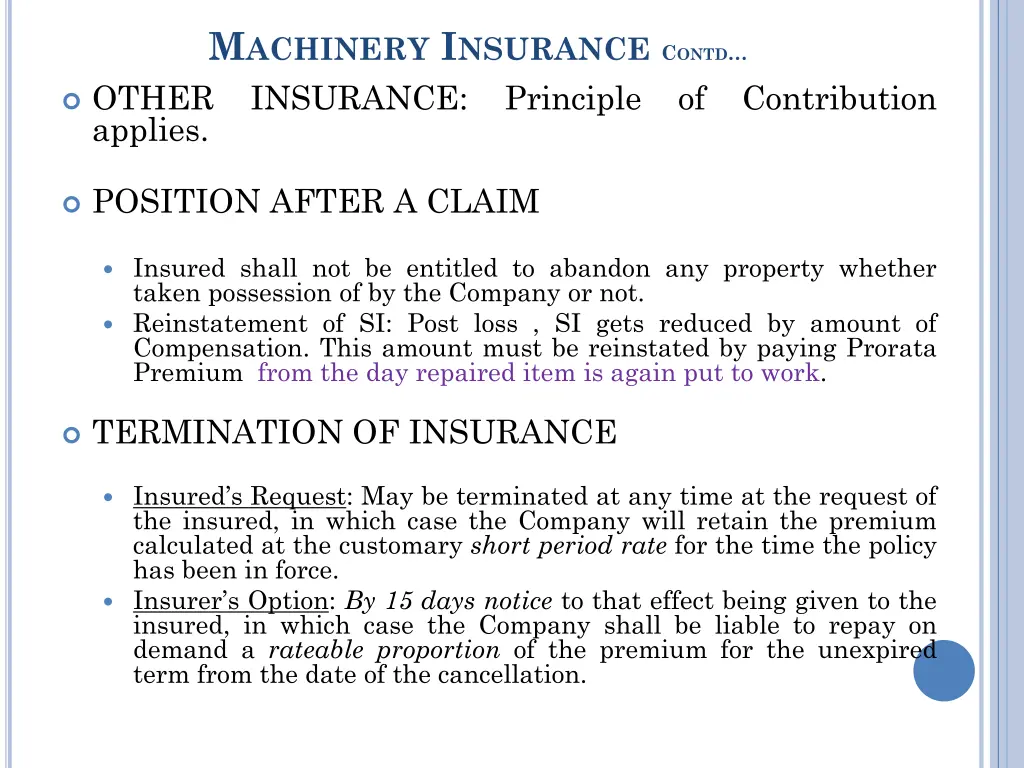 m achinery i nsurance c ontd other insurance