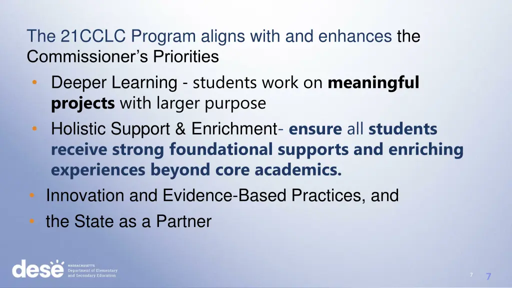 the 21cclc program aligns with and enhances