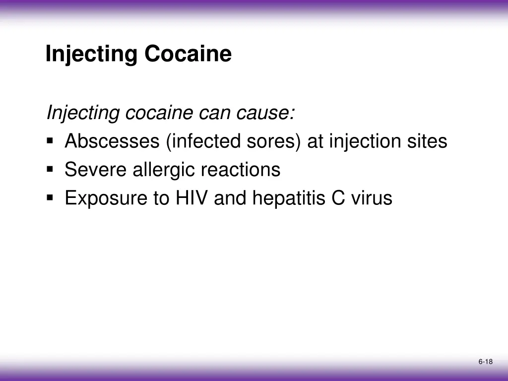 injecting cocaine